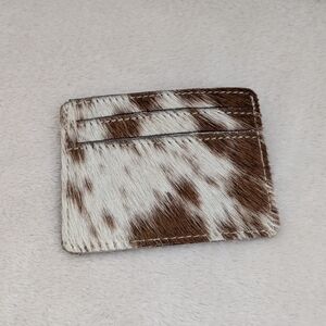 NWOT Brown and White Genuine Cowhide Card Holder